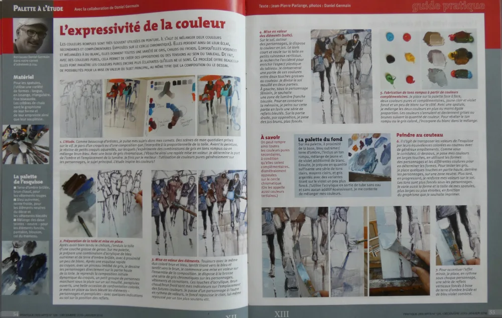 Magazine Pratique des Arts n°125-2016. Le guide pratique des gestes et des astuces. Artiste Daniel Germain. Article : L'expressivité de la couleur.