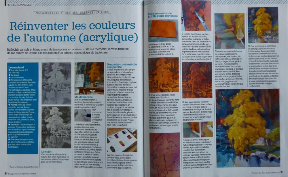 Magazine Pratique des Arts Hors Série n°61-2023. Artiste Daniel Germain. Article : Perfectionnement - Réinventer les couleurs de l'automne.