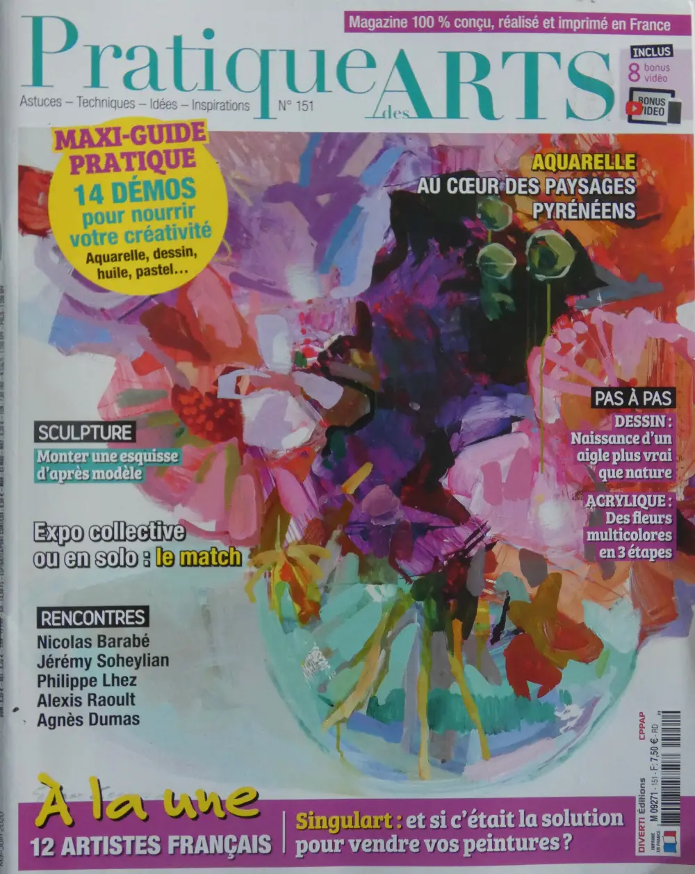 Magazine Pratique des Arts n°151-2020. Le guide pratique encore plus de pas à pas pour toutes les techniques Artiste Daniel Germain. Article : Fanfare alla prima.