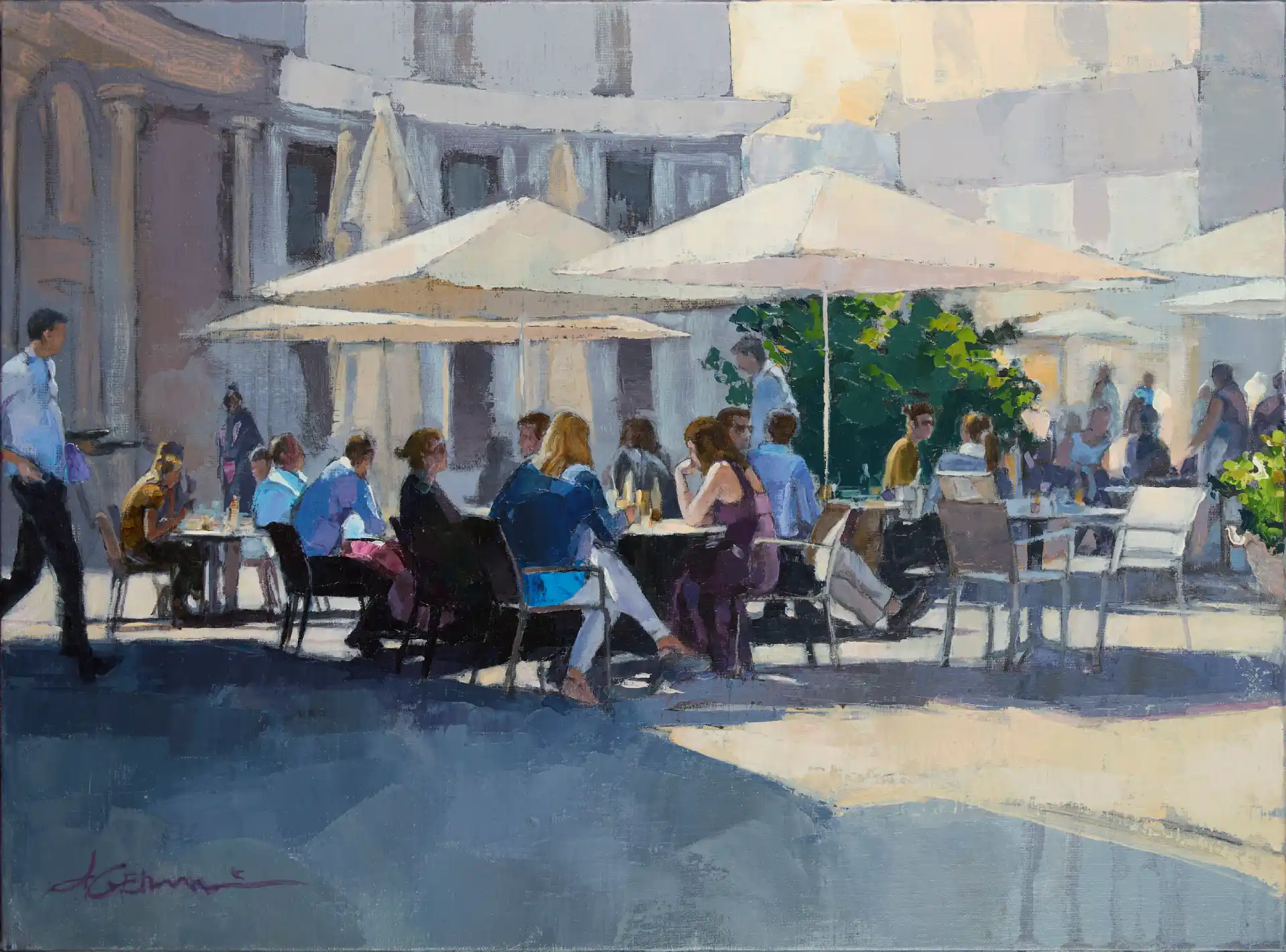 Niché dans un coin de verdure bordé par l'océan Atlantique un petit port authentique face à l'estuaire de l'Aven et du Bélon. Peinture acrylique aux tonalités automnales.